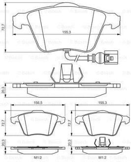 Гальмівні колодки перед. AUDI A3/TT VW Golf V, Passat 05- SEAT Leon (з датчик.) BOSCH 0 986 495 356 (фото 1)