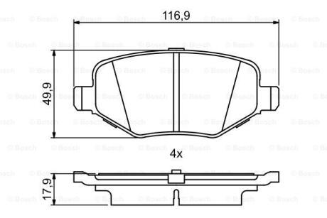 Комплект гальмівних колодок з 4 шт. дисків BOSCH 0 986 495 395