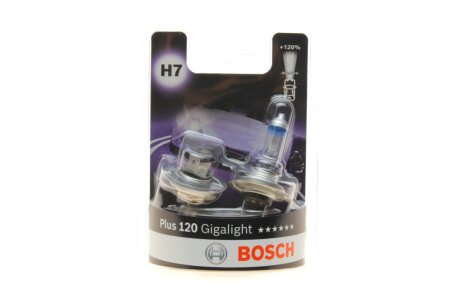 Лампочка H7 Gigalight Plus 120% (набір, 2 шт, 12В, 55Вт, тип гнізда: PX26D до 120% більшої яскравості) BOSCH 1 987 301 426