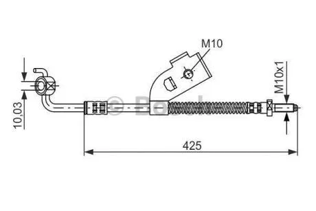 Шланг гальмівний перед. лівий Ford Escort/Orion 90- (425мм) BOSCH 1 987 476 568