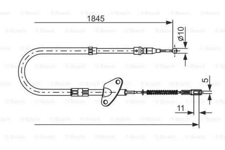 DB трос ручн.гальма лів.207-310 86-(нов.тип)1862мм BOSCH 1 987 477 119