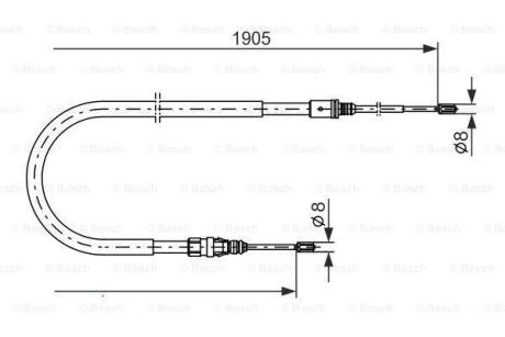 PEUGEOT трос ручного гальма 207 лів./прав. BOSCH 1 987 477 237