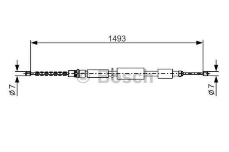 CITROEN трос ручного гальма ZX 91- прав. (барабан) BOSCH 1 987 477 323