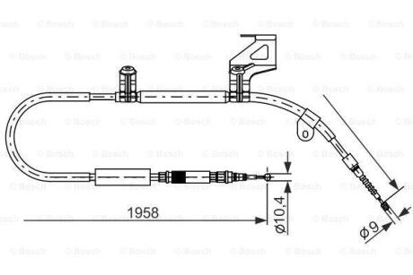 Гальмівний трос 1958mm AUDI A6 \'\'RR \'\'97-04 BOSCH 1 987 477 604