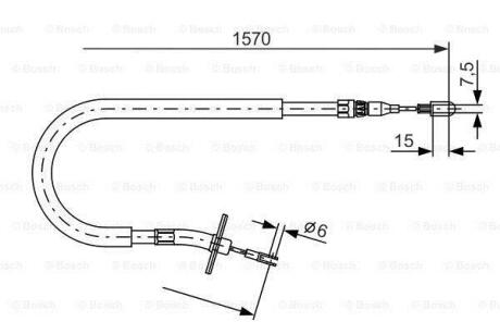 DB трос ручного гальма SPRINTER 97 1565 1390 лів. BOSCH 1 987 477 860