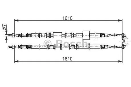 OPEL трос ручн.гальма лів./прав Meriva -10 (1610mm) BOSCH 1 987 477 936