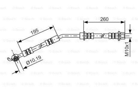 Шланг гальм. передн. прав. TOYOTA YARIS -12 BOSCH 1 987 481 408
