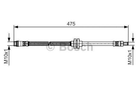 Гальмівний шланг гнучкий передн Лів/Прав (довжина 447мм, M12x1/M10x1) RENAULT GRAND SCENIC II, MEGANE II, MEGANE II/KOMBI, SCENIC II 1.4-2.0D 09.02- BOSCH 1 987 481 496