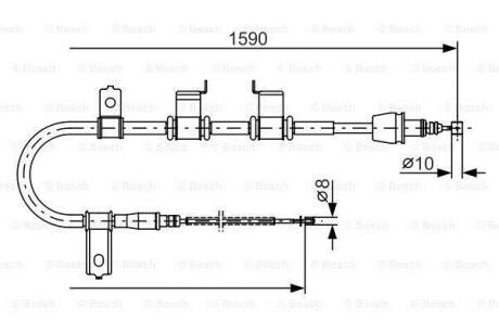 HYUNDAI трос гальмівний прав. без ABS Getz BOSCH 1 987 482 072