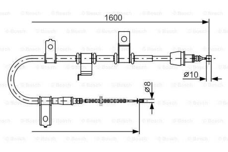 HYUNDAI трос гальмівний лів. без ABS Getz BOSCH 1 987 482 073