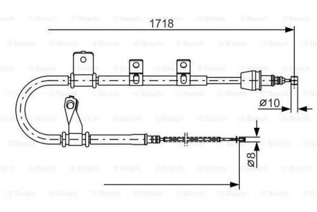 Гальмівний трос 1718mm HYUNDAI Matrix \'\'RR \'\'01-10 BOSCH 1 987 482 075