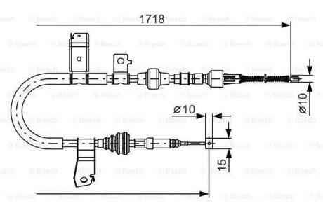 Трос гальм. задн. прав. HONDA CR-V -02 BOSCH 1 987 482 086