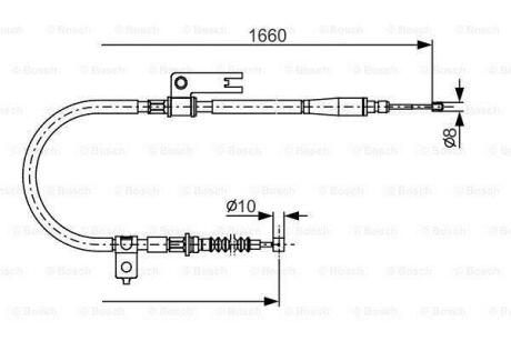 MAZDA трос ручного гальма задн. прав. 323 -04 BOSCH 1 987 482 153