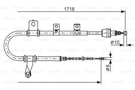 HYUNDAI трос ручного гальма лів. MATRIX 01- BOSCH 1 987 482 209