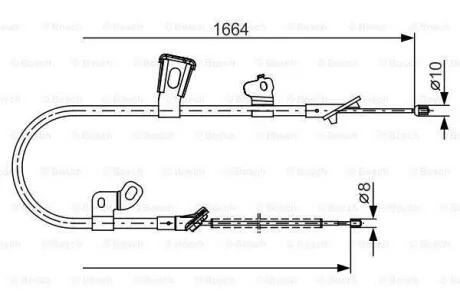 TOYOTA Трос гальм. задн. лів. YARIS VERSO 1.3, 1.5 99- BOSCH 1 987 482 219