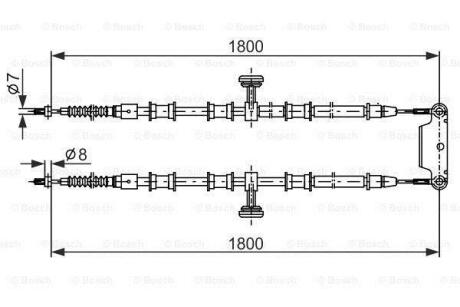 OPEL трос ручного гальма Vectra SW 02-,Signum 04- BOSCH 1 987 482 291
