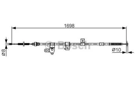 Трос гальм. прав. TOYOTA Corolla -07 BOSCH 1 987 482 346