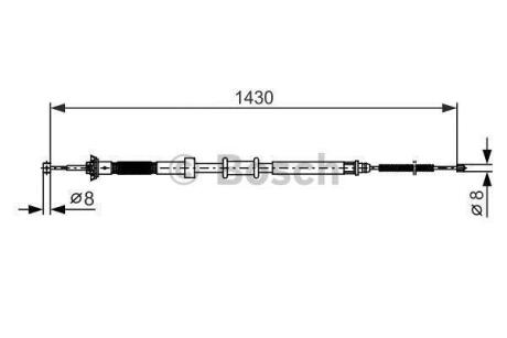 Трос гальм прав. FIAT Panda 06- BOSCH 1 987 482 389