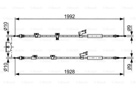 FORD трос ручного гальма задн. 1990/1885+1925/1805 мм GRAND C-MAX 10- BOSCH 1 987 482 494