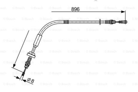FORD Трос ручного гальма спереду 986/630mm,896/630mm Transit,Transit Custom 12- BOSCH 1 987 482 543