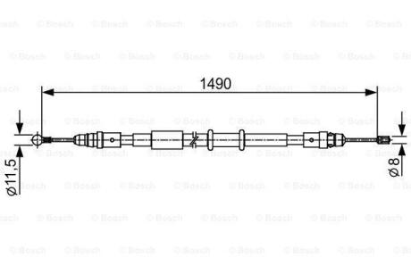 RENAULT трос ручного гальма задн. прав./лів. Master 2,3 10- (1490mm) BOSCH 1 987 482 553