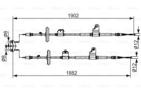 OPEL Трос ручного гальма MOKKA 1.4-1.8 13-, CHEVROLET TRAX 1.4-1.8 12- BOSCH 1 987 482 562