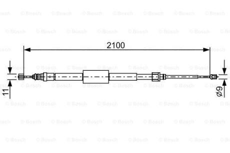 Трос стояночного гальма задн Прав (2100мм) RENAULT GRAND SCENIC II 1.5D-2.0D 04.04-06.09 BOSCH 1 987 482 635