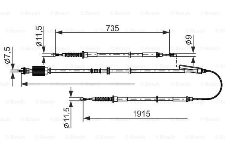 Трос зупиночних гальм BOSCH 1 987 482 801