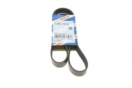 Ремень (руч.), (на 1 ролик), Renault Master / Trafic - Opel Movano, 2.5 CDTI/DCI, 2006>, (7 PK 1113) BOSCH 1 987 945 740