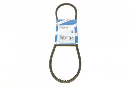 Клиновий ремінь (ширина 10, довжина 940) MERCEDES 123 (C123), 123 T-MODEL (S123), 123 (W123), /8 (W114), /8 (W115), T2/L VOLVO 240, 340-360, 740, 760 AUSTIN MAESTRO 1.2-2.7 01.68-05.12 BOSCH 1 987 947 600