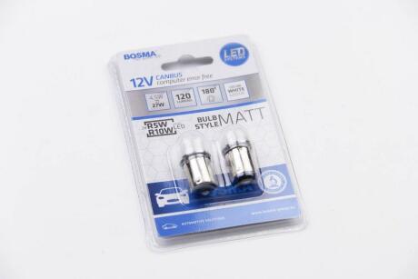 Автолампа BA15S 12V 6xLED SMD2835 18x37MM WHITE 6000K MAT STYLE CANBUS (blister 2 шт) Bosma 6490