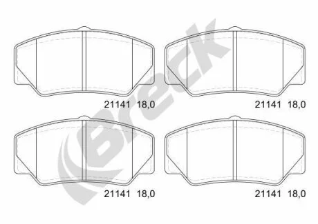 Гальмівні колодки, дискові BRECK 21141 00 701 00