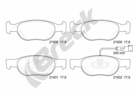 Гальмівні колодки, дискові BRECK 21930 00 702 10