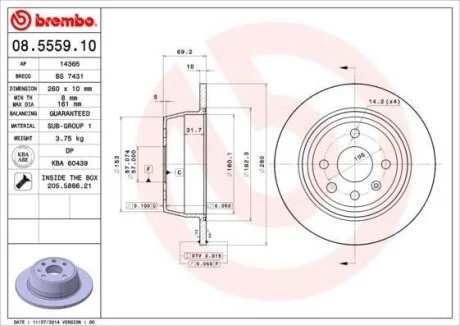 Гальмівний диск BREMBO 08.5559.10