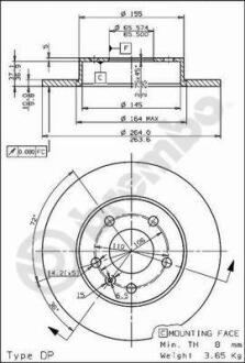 Диск тормозной OPEL ASTRA G/H/MERIVA B/ZAFIRA A/B 99- задн. (мин. 2 шт.) BREMBO 08.7627.75