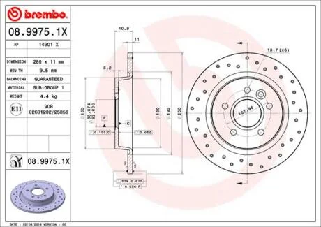 Гальмівний диск BREMBO 08.9975.1X