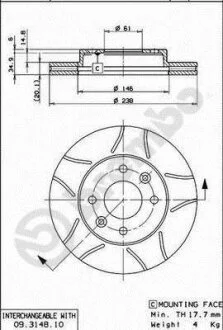Гальмівний диск BREMBO 09.3148.75