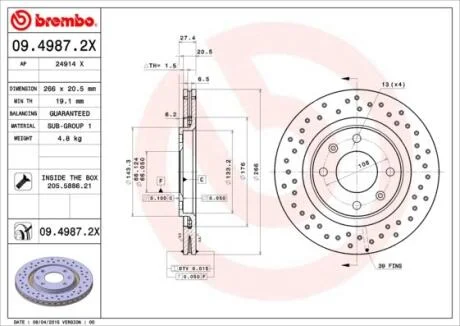Гальмівний диск BREMBO 09.4987.2X