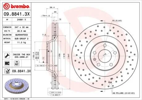 Гальмівний диск BREMBO 09.8841.3X