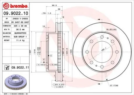 Диск гальмівний BREMBO 09.9022.11