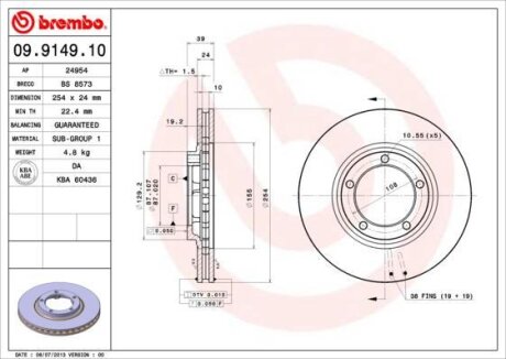 Гальмівний диск BREMBO 09.9149.10