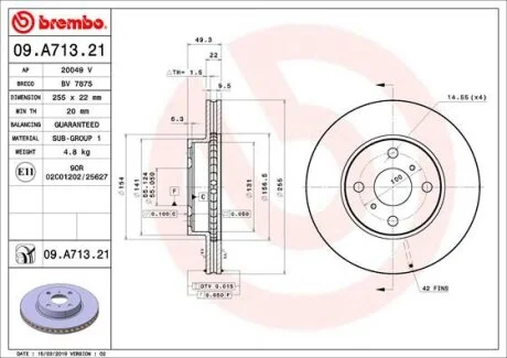 Гальмівний диск BREMBO 09.A713.21