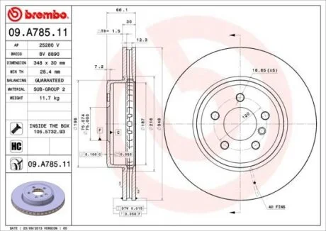 Гальмiвний диск (Диск тормозной) BREMBO 09.A785.11