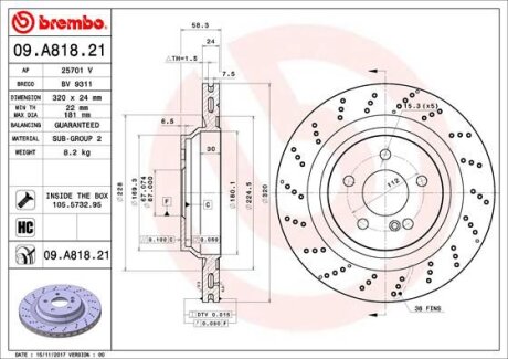 Гальмівний диск BREMBO 09.A818.21