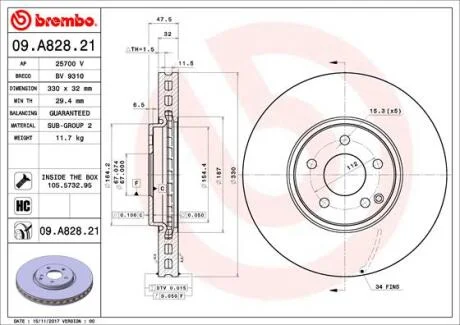 Гальмівний диск BREMBO 09.A828.21