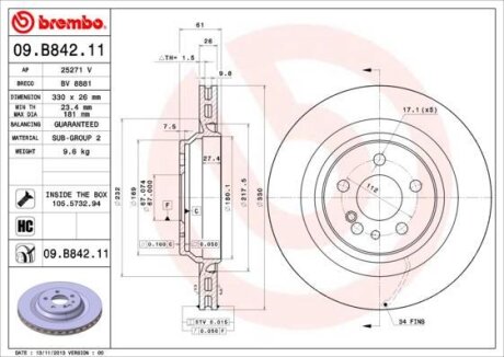 Гальмівний диск BREMBO 09.B842.11