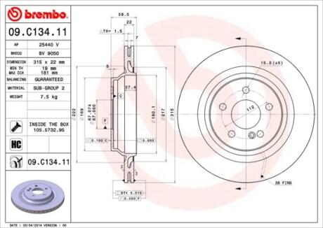 Гальмівний диск BREMBO 09.C134.11