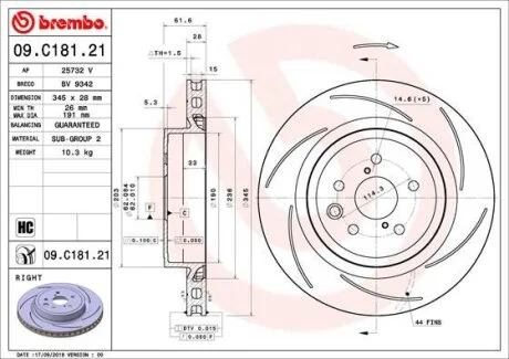 Гальмівний диск BREMBO 09.C181.21