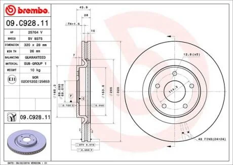 Гальмівний диск BREMBO 09.C928.11