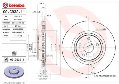Гальмівний диск BREMBO 09.C932.11